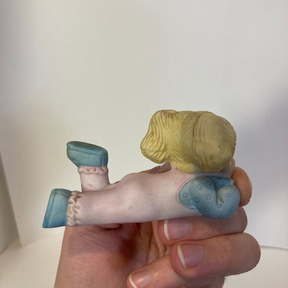 Vintage 1984 Cabbage Patch Kids Ceramic Figurine Girl Blonde Hair Pink Overalls - Picture 4 of 9